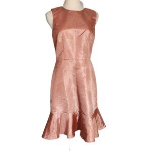 J.Crew Rita Pink Ruffle Hem Sleeveless Sheath Dress Black Bow Women's Size 4